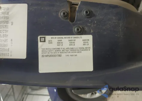 2005 Chevrolet Impala z USA, uszkodzony, nr VIN 2G1WF52EX59317062